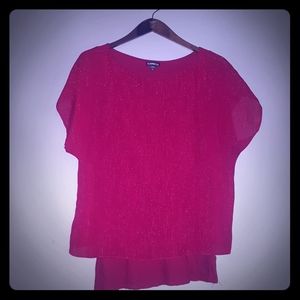 Express sparkle red blouse with built‎ in tanktop